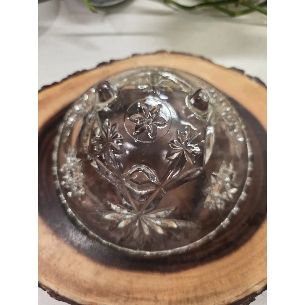 2 Anchor Hocking Star Of David 3-Toed Crystal Glass‎ Bowls 6.5